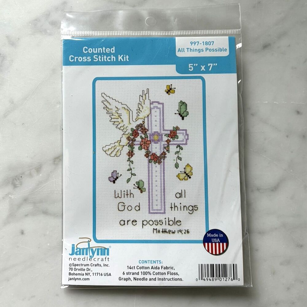 Janlynn With God All Things Possible Counted Cross Stitch Kit 5" x 7" #997-1807